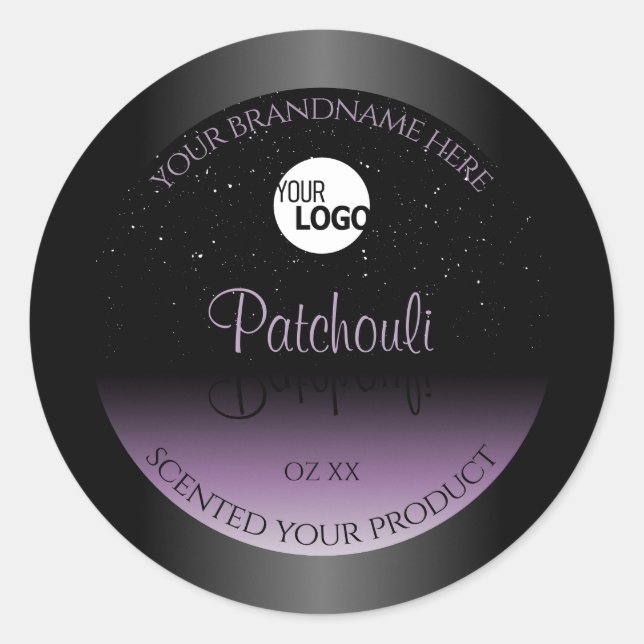 Black Purple Gradient Product Labels Glitter Logo (Front)