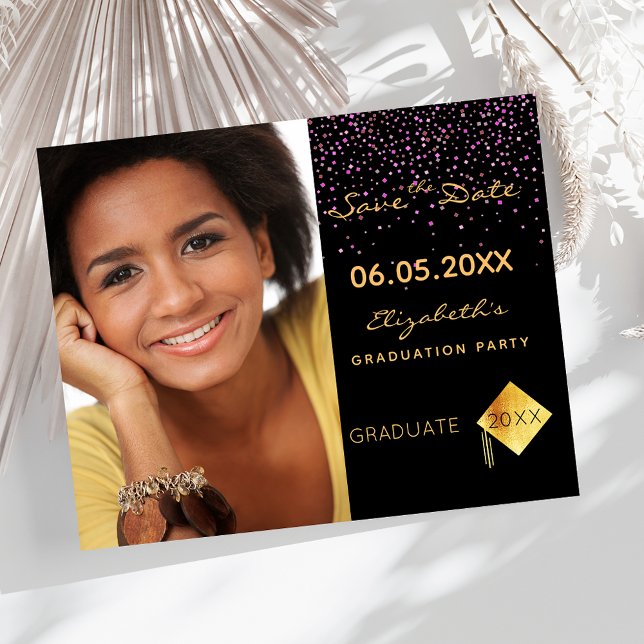 Black purple Graduation Party Save the Date Flyer (Creator Uploaded)