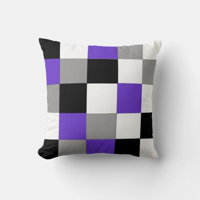 Black, purple, grey and white chequered  Pillow (Front)