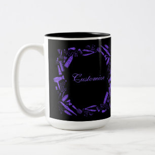 Black & Purple Hair Stylist Two-Tone Coffee Mug