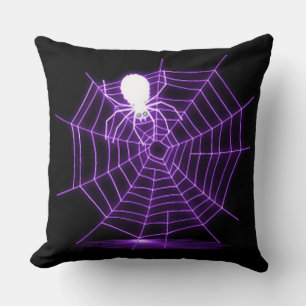 Black & Purple Halloween Spider Web Cushion