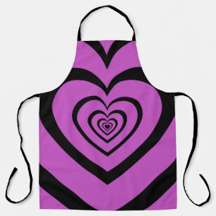 Black Purple Hypnotic Heart Love Pattern Apron