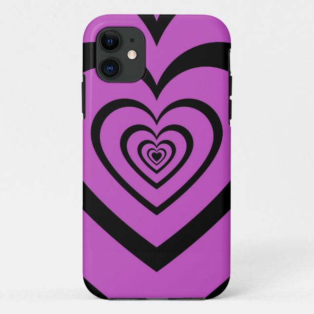 Black Purple Hypnotic Heart Love Pattern Case-Mate iPhone Case (Back)