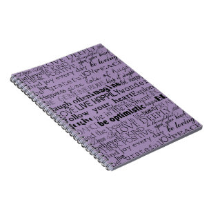 Black Purple Inspirational Words Christmas Notebook
