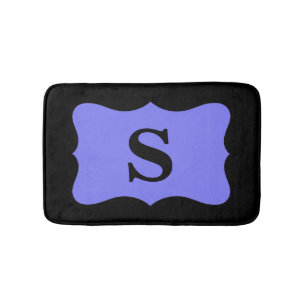 Black Purple Lavender Monogram Initial Home Bath Mat
