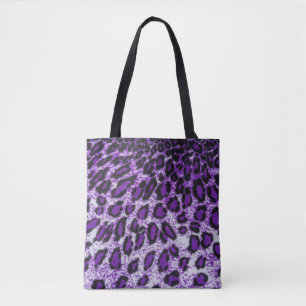 Black Purple Leopard Pattern Print Design Tote Bag