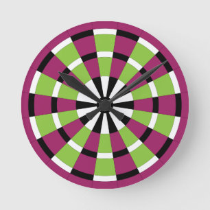 Black Purple Lime Dartboard Round Clock