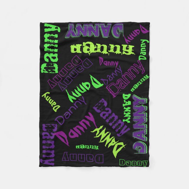 Black Purple Lime Green Neon Blanket Name Collage (Front)