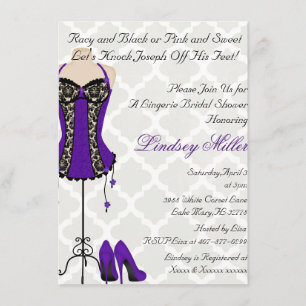 Black & Purple Lingerie Bridal Shower Invitation