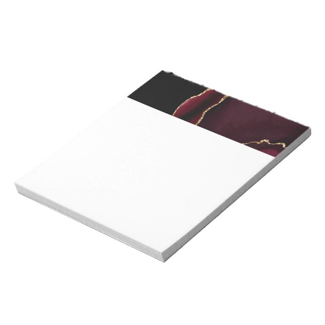 Black Purple Marble Agate Chic Gold Luxury Elegant Notepad (Rotated)
