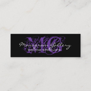 Black Purple Monogram Customisable Mini Business Card