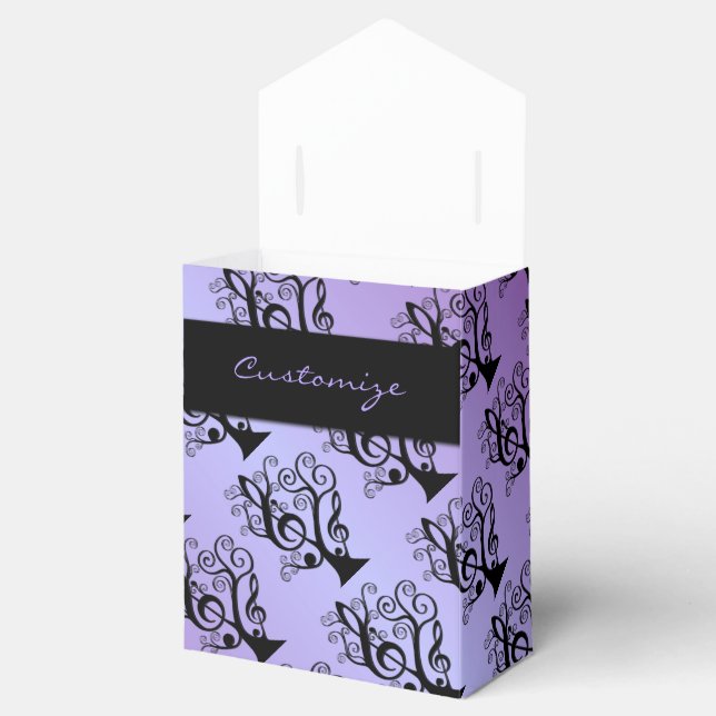 Black & Purple Music Treble Clef Tree Favour Box (Opened)