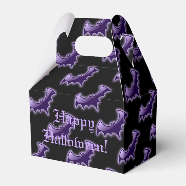 Black & Purple Night Wing Bats Gable Favour Box (Front Side)