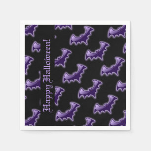 Black & Purple Night Wing Bats Napkins