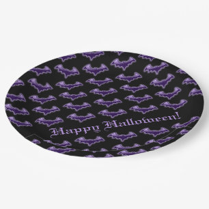 Black & Purple Night Wing Bats Paper Plate