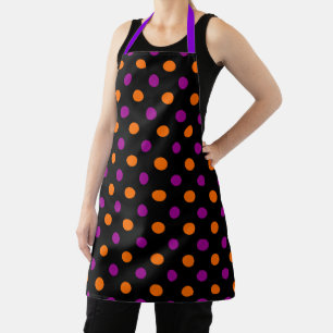 Black Purple Orange Polka Dot Pattern Apron