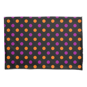 Black Purple Orange Polka Dot Pattern Pillowcase