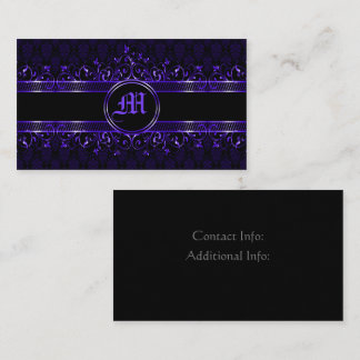 Black & Purple Ornate Gothic Monogrammed Business Card
