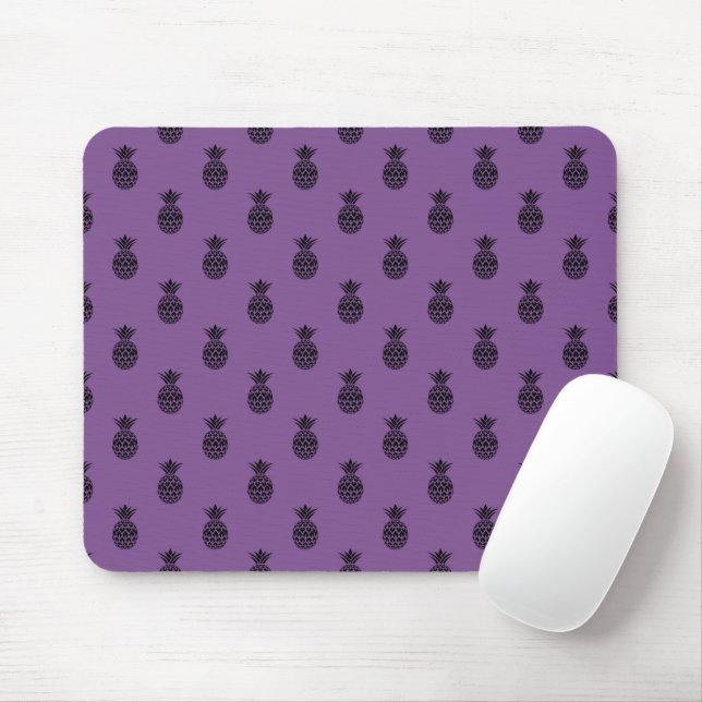 Black Purple Pineapple Tropical Fruit Summer Mouse Pad (With Mouse)