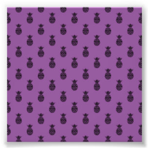Black Purple Pineapple Tropical Fruit Summer Photo Print