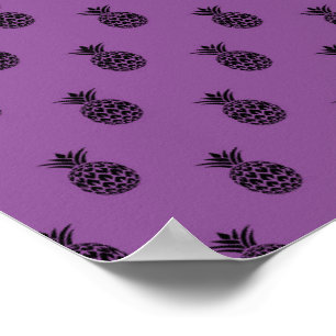 Black Purple Pineapple Tropical Fruit Summer Poster
