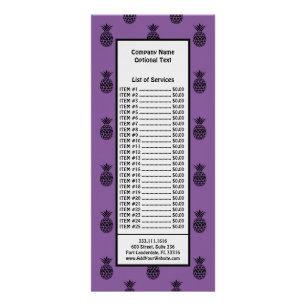 Black Purple Pineapple Tropical Fruit Summer Rack Card