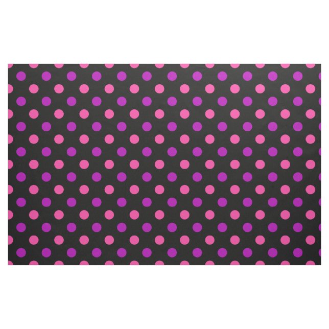 Black Purple Pink Polka Dots Pattern  Fabric (Fat Quarter)