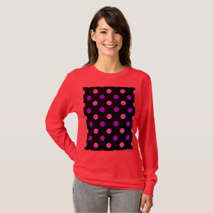Black Purple Pink Polka Dots Pattern T-Shirt