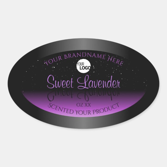 Black Purple Product Labels Soft Glitter with Logo (Front)