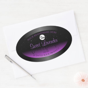 Black Purple Product Labels Soft Glitter with Logo