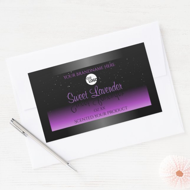 Black Purple Product Labels Soft Glitter with Logo (Envelope)