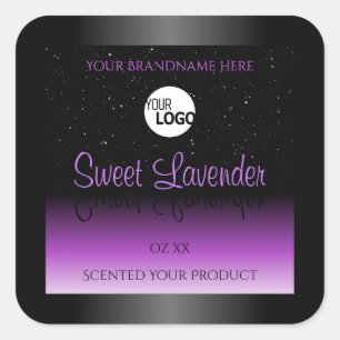 Black Purple Product Labels Soft Glitter with Logo