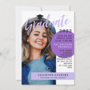 Black Purple Retro Arch Photo Graduation Invitation