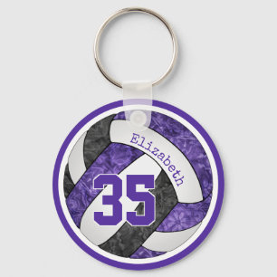 black purple school team spirit girls volleyball key ring