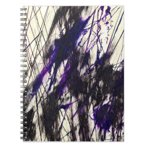 Black Purple Scratch Abstract Art Notebook