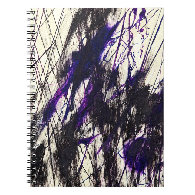 Black Purple Scratch Abstract Art Notebook (Front)
