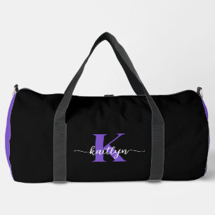Black Purple Script Monogram Duffle Bag