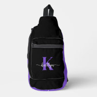 Black Purple Script Monogram