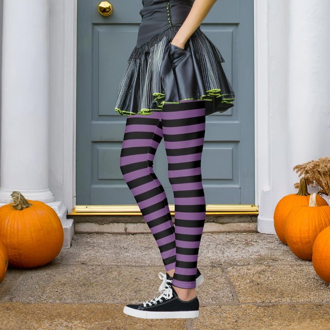 Black & Purple Stripe Wicked Witch Halloween Leggings (Creator Uploaded)