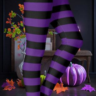 Black & Purple Striped Leggings