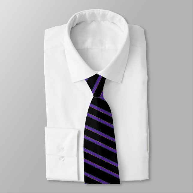 Black Purple Striped Official Tie (Tied)