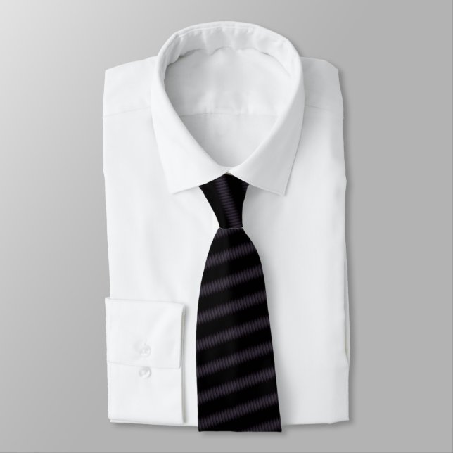 Black Purple Striped Unique Tie (Tied)