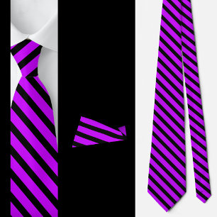 Black Purple Stripes Abstract Pattern     Tie