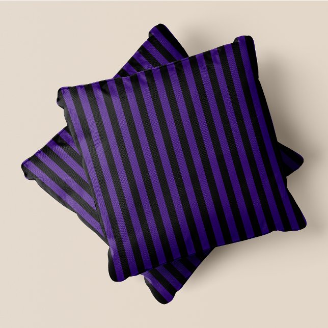Black & Purple Stripes Cushion (Black & Purple Stripes Throw Pillow)