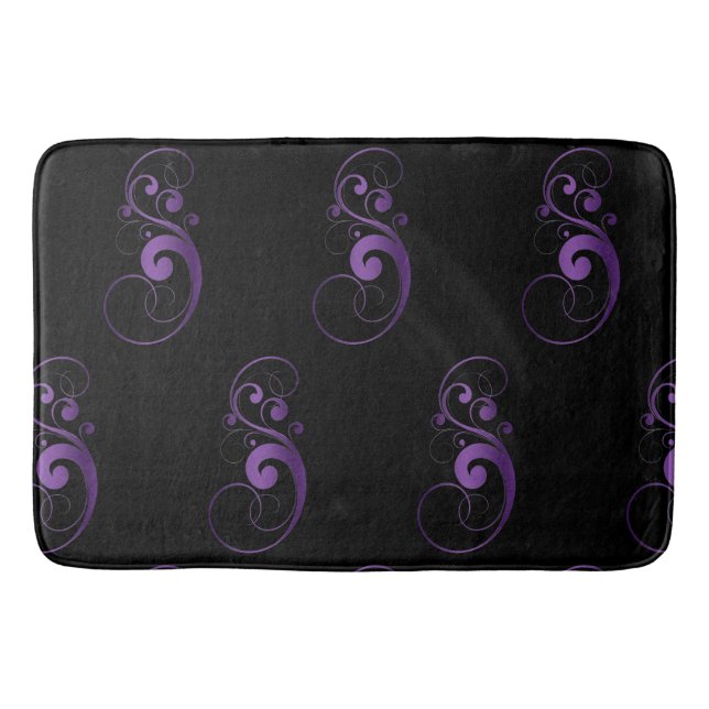Black & Purple Swirl Bath Mat (Front)