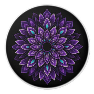 Black, Purple, Teal & Blush Mandala Ceramic Knob