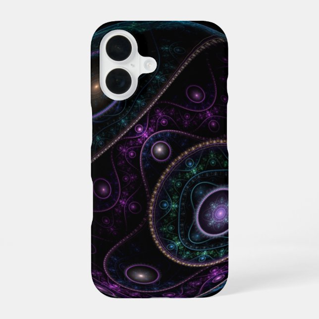 Black Purple Teal Shimmer Magic Abstract iPhone 16 Case (Back)