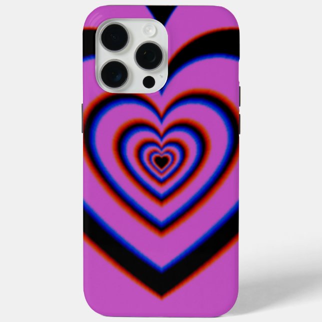 Black Purple Trippy Hypnotic Heart Love Pattern Case-Mate iPhone Case (Back)