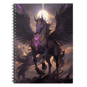 Black Purple Unicorn Fantasy Art Notebook