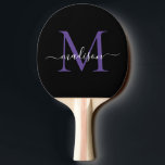 Black Purple Violet Monogram Elegant Script Name Ping Pong Paddle<br><div class="desc">Modern Black Purple Violet Monogram Elegant Script Name Ping Pong Paddle</div>